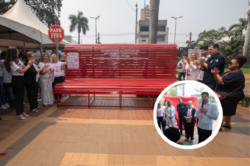 VIOLÊNCIA CONTRA MULHER: Secretaria Municipal da Mulher e IBV inaugura Banco Vermelho como símbolo de acolhimento