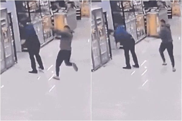 Homem agride gerente de supermercado com uma pá na cabeça