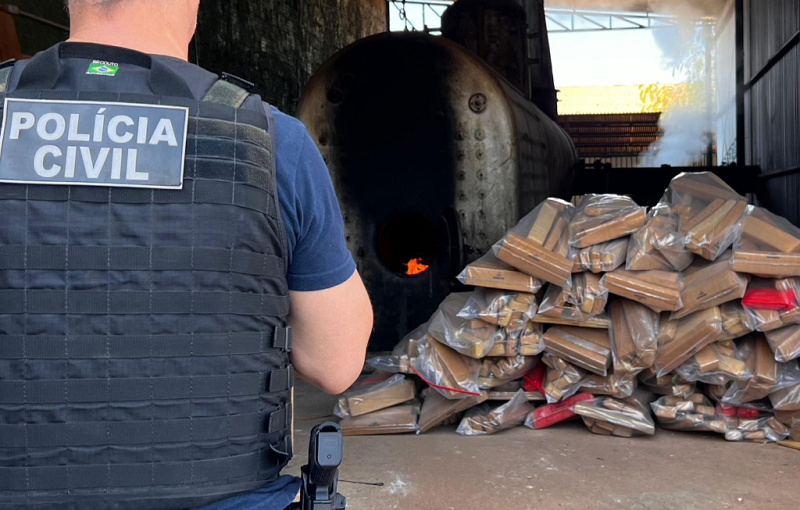 Polícia Civil incinera mais de 900 kg de maconha apreendidos em ação contra facção em Rondonópolis