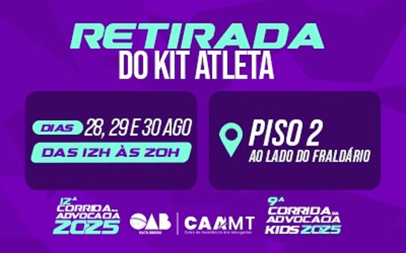 Entrega de kits da Corrida da Advocacia 2025 começa nesta quinta-feira (28)