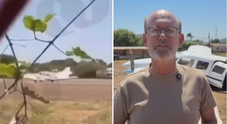 Aeronave que transportava deputado de MT sofre pane e pousa com asa esquerda raspando na pista-VEJA VIDEO