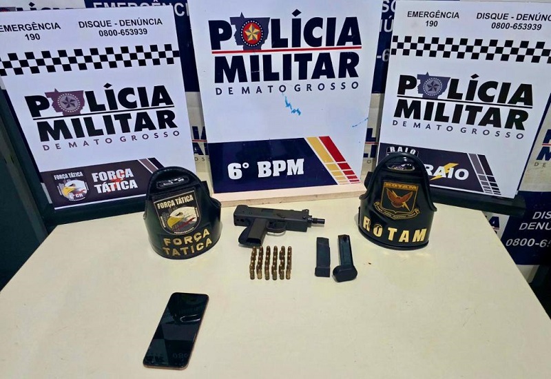 PM frustra plano de homicídio e apreende adolescentes faccionados com submetralhadora em Cáceres