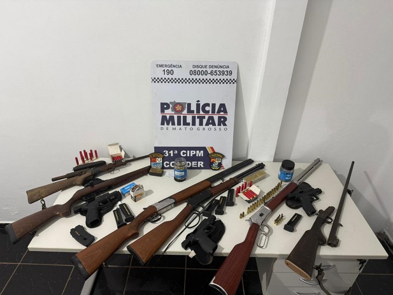 Patrulha Rural prende cinco homens e apreende nove armas de fogo em Colíder