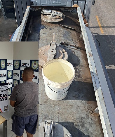 PMMT em Cuiabá flagra suspeito adulterando combustível em caminhão-tanque