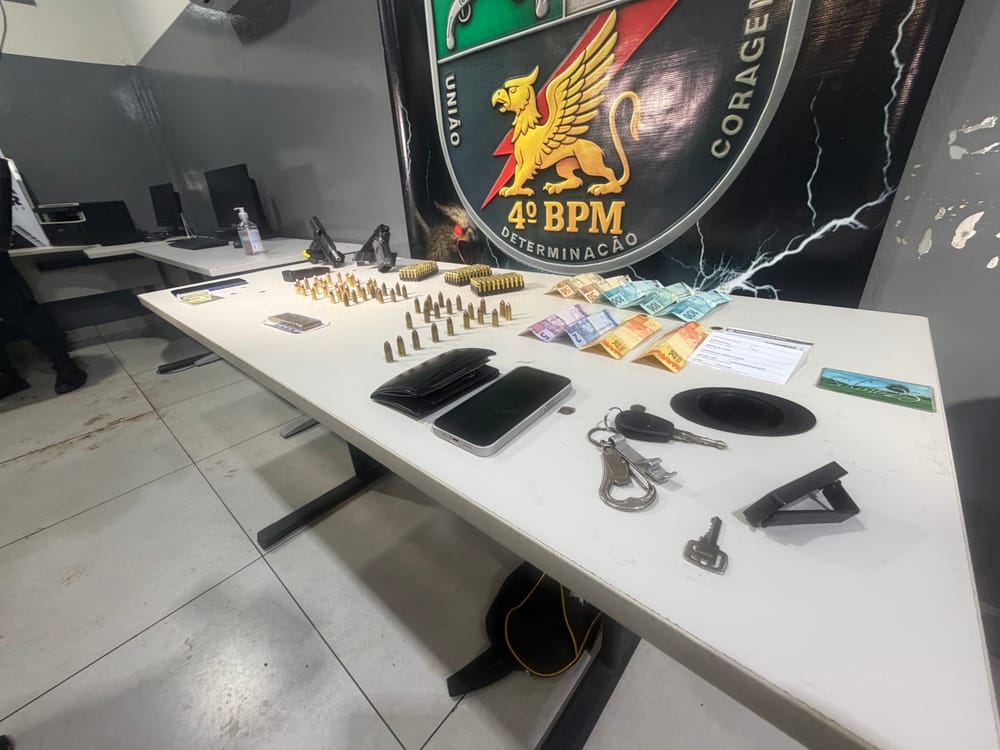 Guarnição da Policia Militar persegue dois suspeitos em Várzea Grande e apreende arma e quase 200 munições