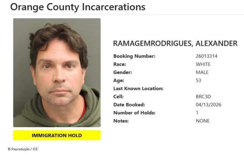 Governo dos EUA divulgam foto de Ramagem sob custódia do ICE