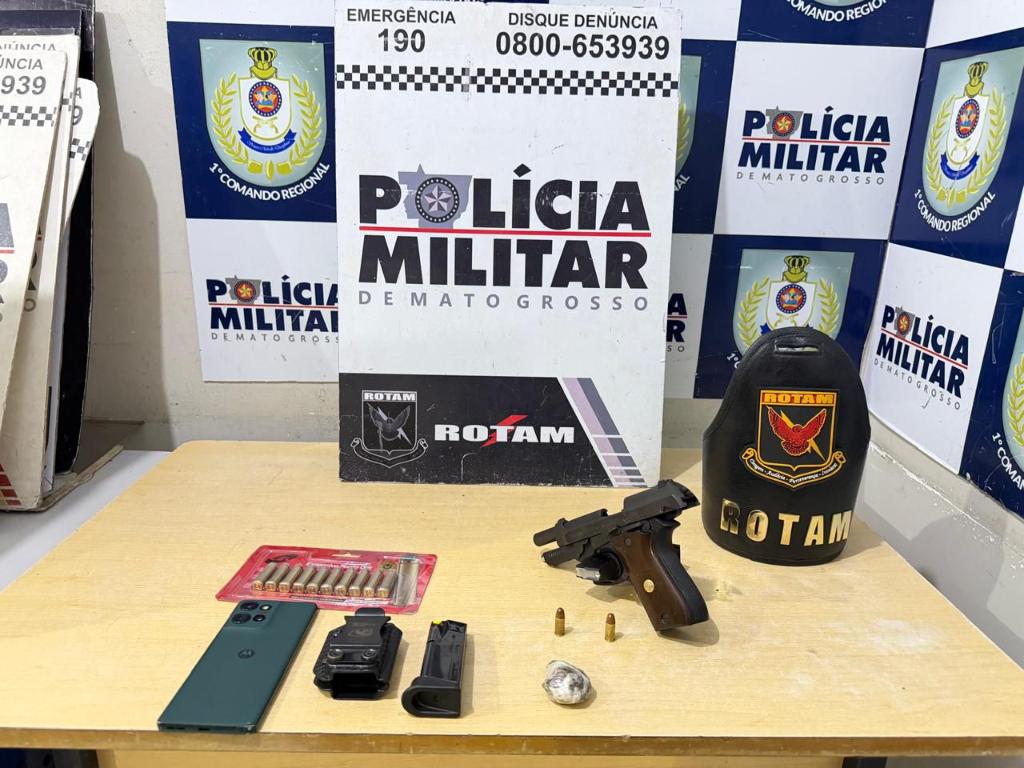 Rotam prende dois homens e apreende pistola em Cuiabá