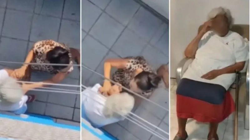 Neta é flagrada agredindo avó de 96 anos em disputa por aluguel; vídeo