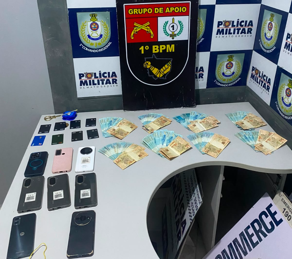 Polícia Militar localiza mala com R$ 8 mil e prende suspeito por golpes na internet em Cuiabá