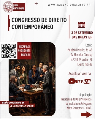 [IAB] Congresso de Direito Contemporâneo será realizado pelo IAB em parceria com o Iamat