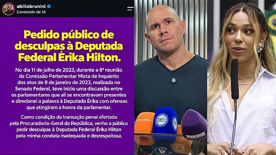 Abilio Brunini é obrigado pela justiça à pedir desculpas à deputada federal Erika Hilton por injúria na CPMI do 8 de Janeiro