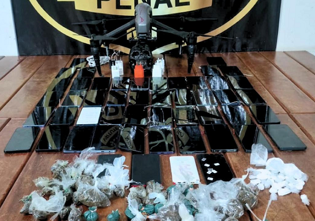 Polícia Penal abate drone e apreende celulares e drogas durante revista na Penitenciária Mata Grande